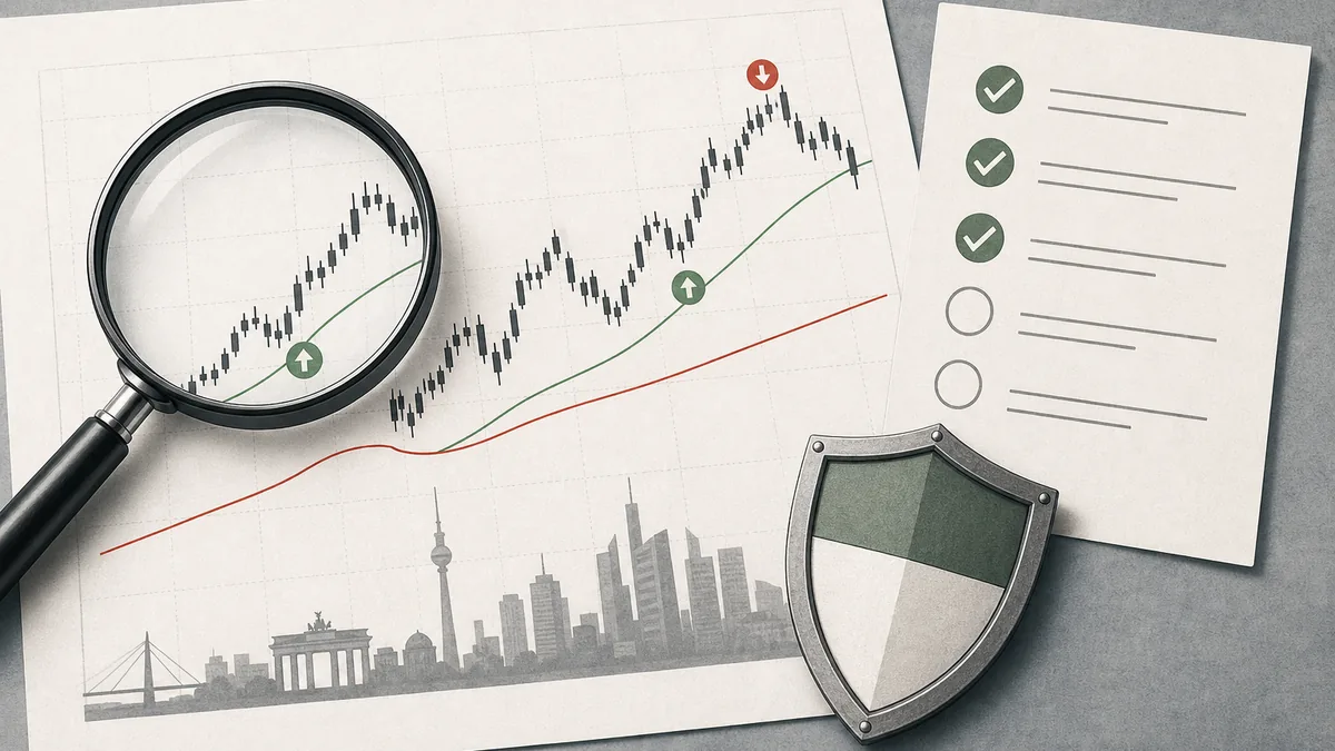 DAX Trading Signale seriös prüfen mit Kursgrafik, Checkliste und Risikoschutz