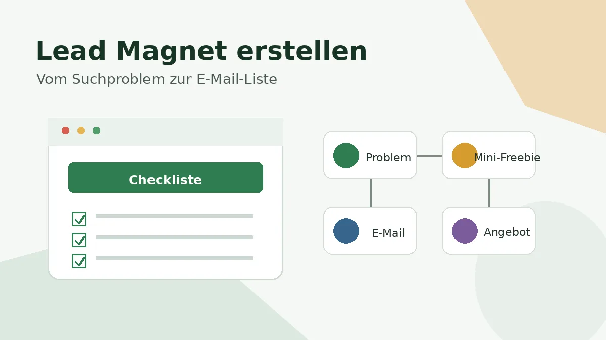 Editoriale Grafik zum Erstellen eines Lead Magneten mit Checkliste, E-Mail-Liste und Angebot